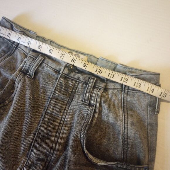 Free people button fly denim skirt with pleated waist band and raw fri… - Picture 7 of 9